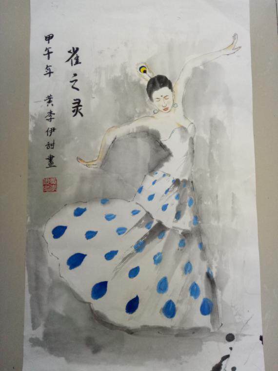 国画写意《雀之灵》