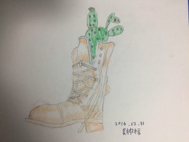 吴帅标美术班绘画作品《仙人掌》