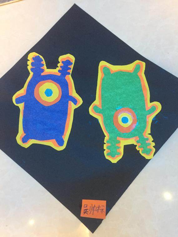 剪贴独眼怪-吴帅标美术班作品